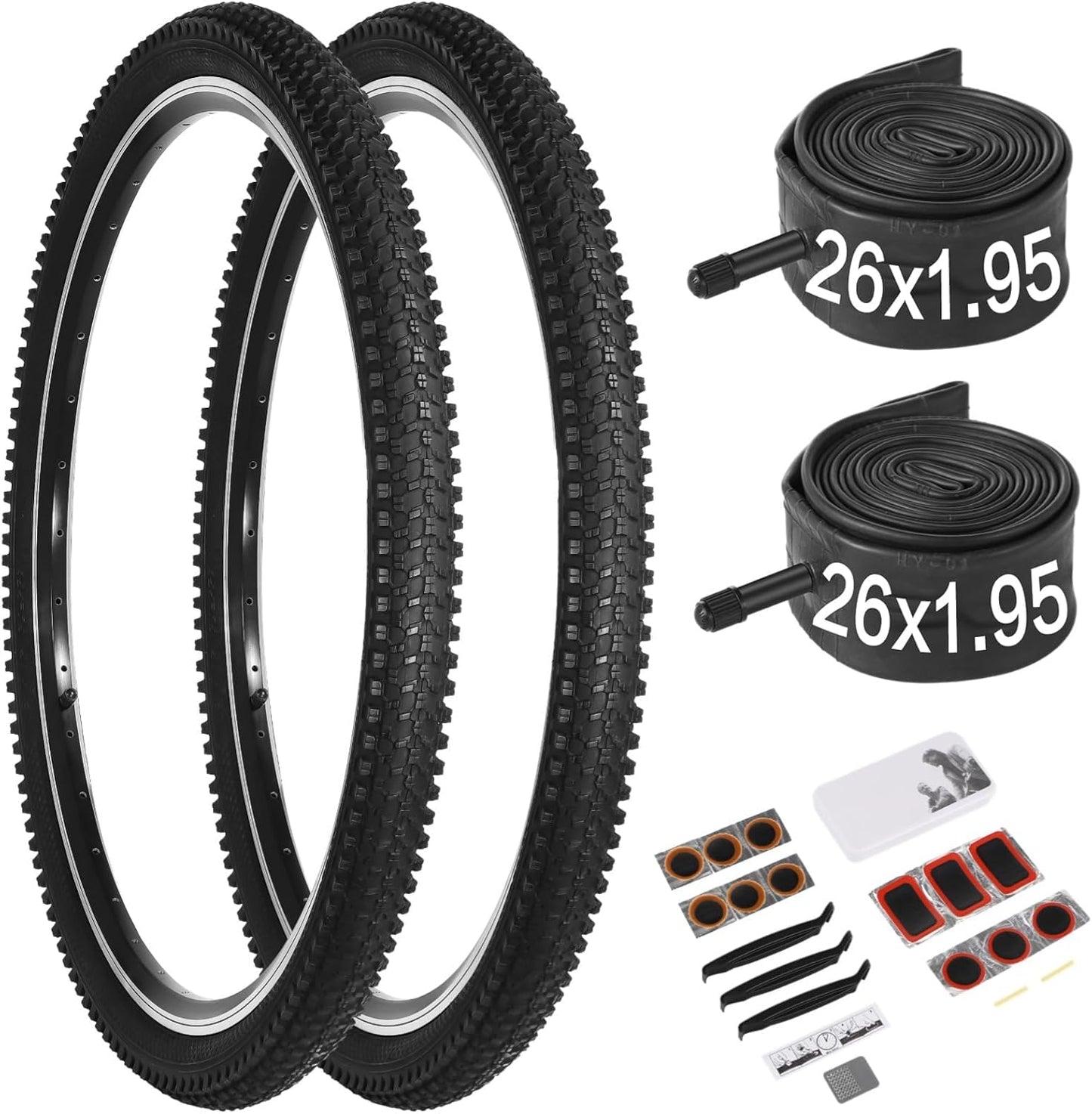 24/26x1.95 Bike Tire Set with Repair Tools for MTB and BMX