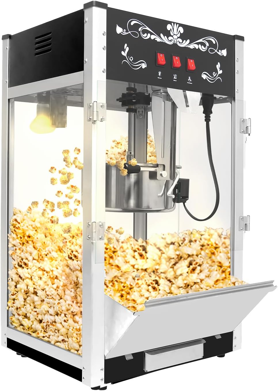 Commercial Popcorn Machine - Stainless Steel Kettle, Heated Deck - for Movie Theaters, Schools - FammyLoft