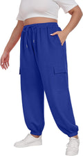 OLRIK Plus Size Cargo Sweatpants for Women - Cozy Adjustable Joggers