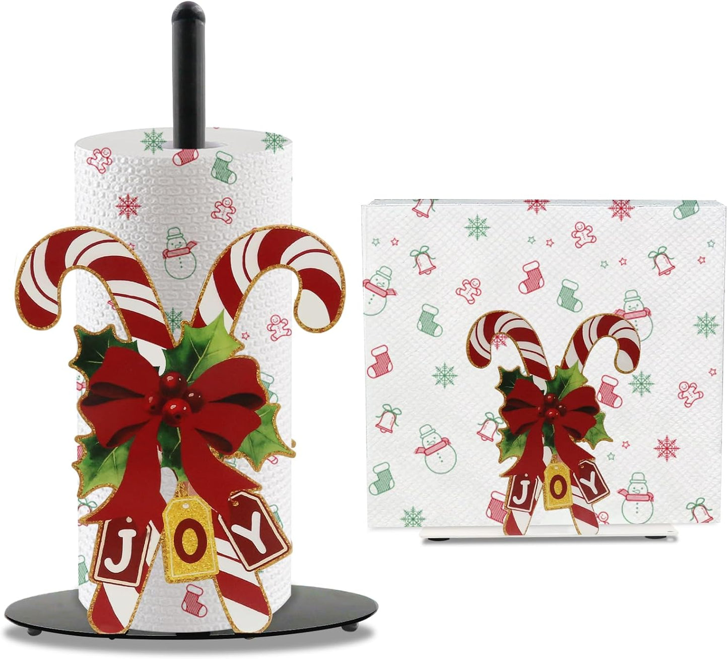Candy Cane Christmas Paper Towel Holder Set for Festive Decor