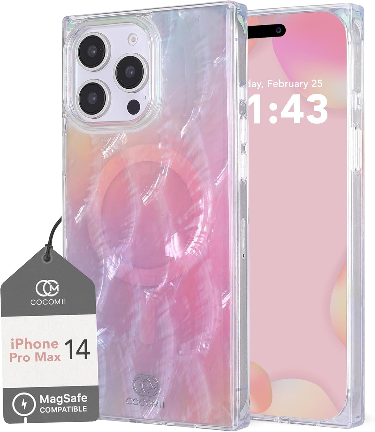 Cocomii Rectangle Case for iPhone 14 Pro Max - Glossy Pink Style