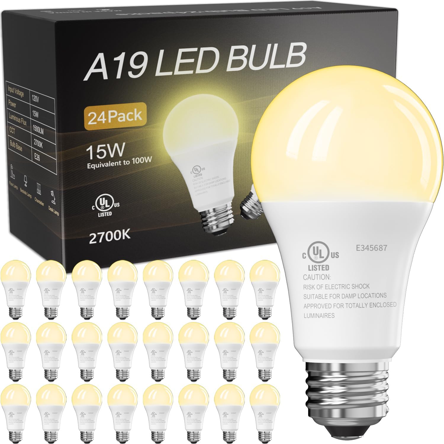 TJOY 24 Pack LED Light Bulbs - Energy Saving 100W Equivalent