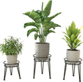 3Pack Metal Plant Stands Outdoor Indoor - Stable Black Pot Display