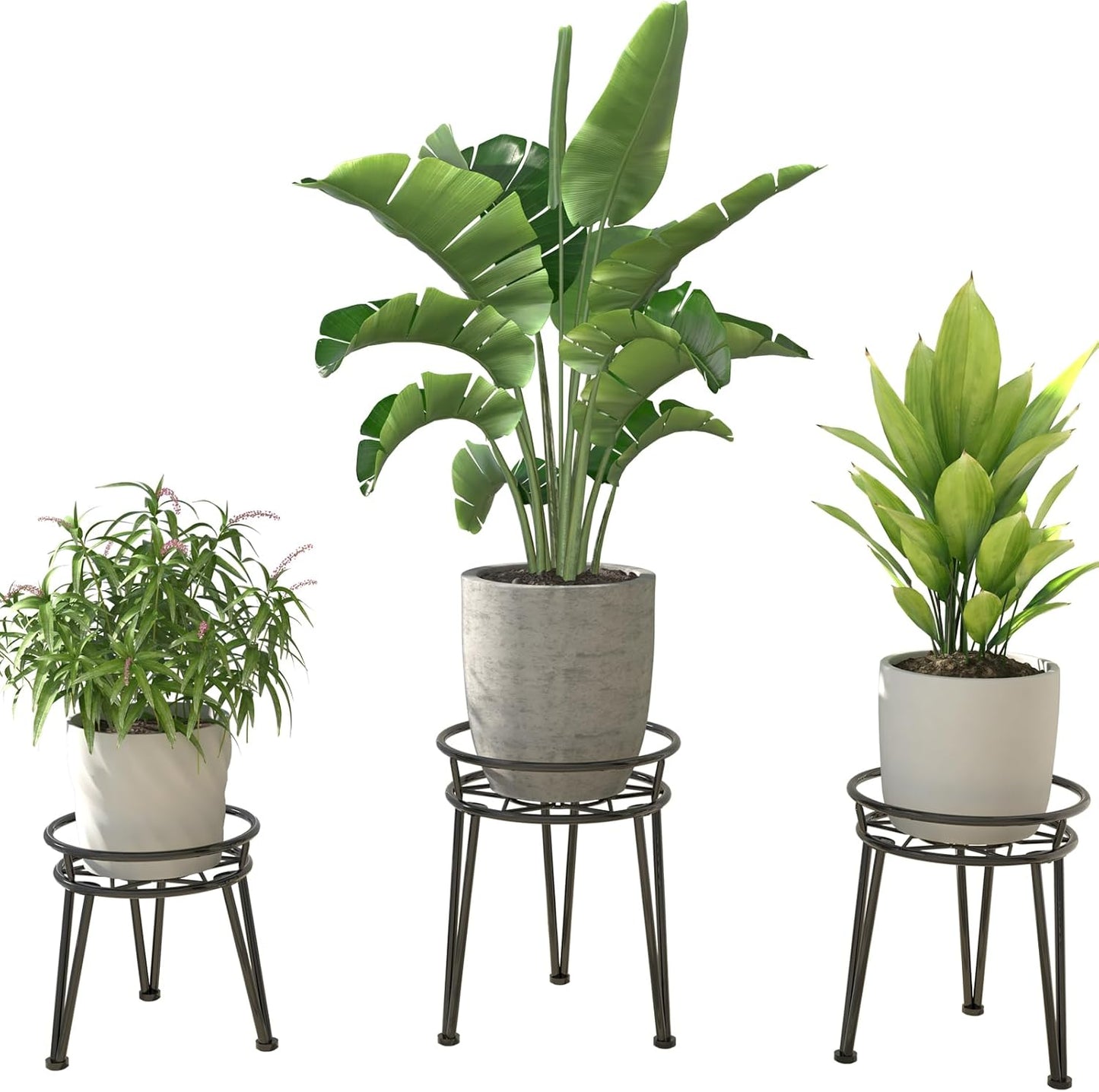 3 Pack Metal Plant Stands for Indoor and Outdoor Use