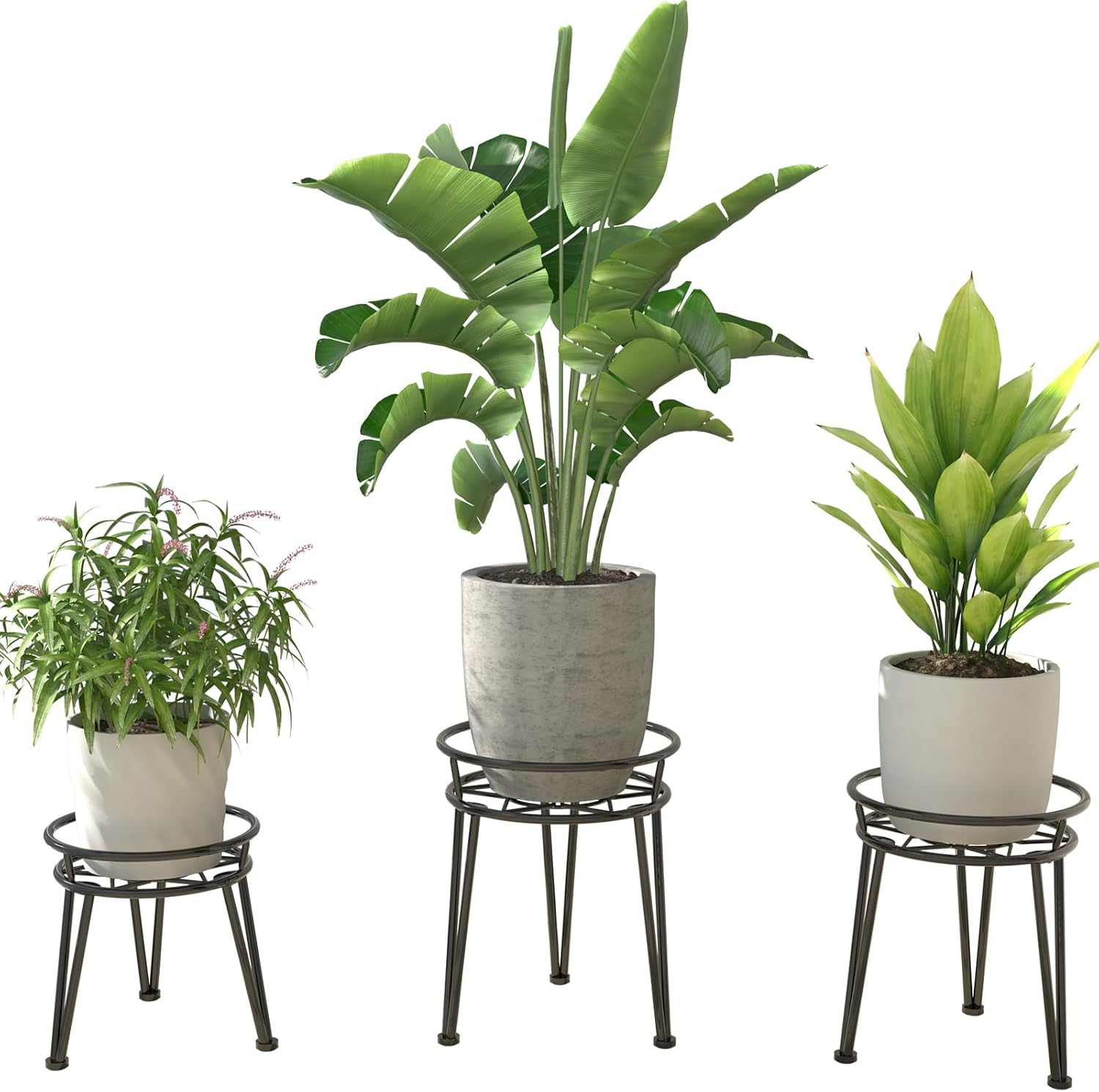 3 Pack Metal Plant Stands for Indoor and Outdoor Use