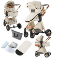 2 in 1 Baby Stroller Creamy White - Convertible Reversible Pram