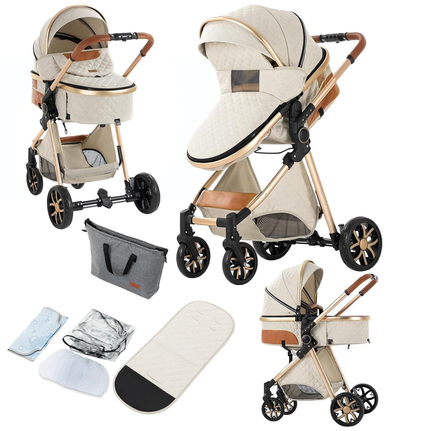 2 in 1 Baby Stroller Convertible Pram for Newborns and Toddlers