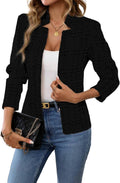 ELLEVEN Women's Long Sleeve Work Blazer in Trendy Tweed Design