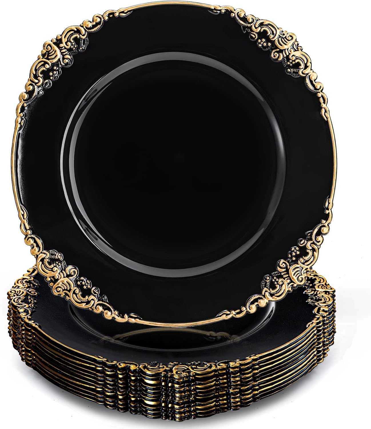 Okllen 12-Pack Gold-Rimmed Charger Plates - Elegant Table Decor