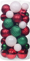 50ct Shatterproof Christmas Ornaments Set for Holiday Decor