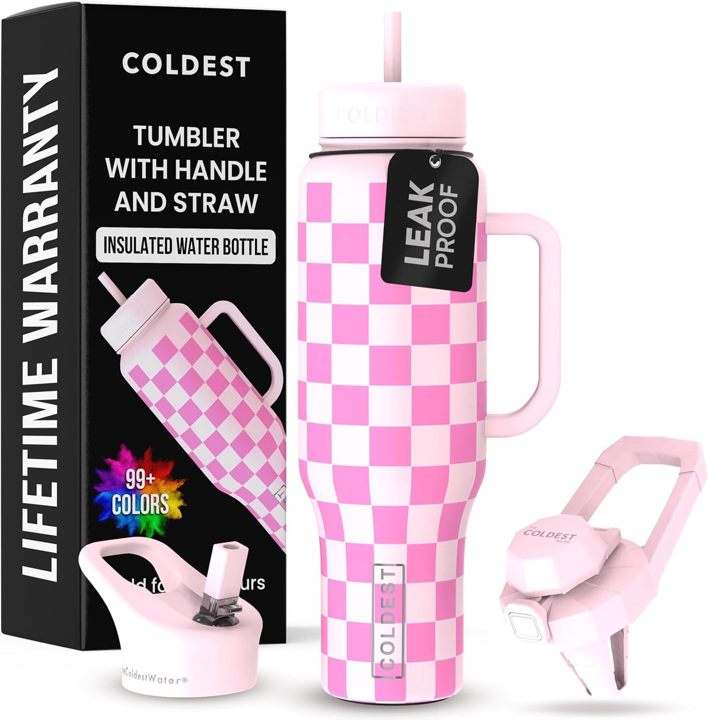 Coldest Tumbler with Handle and Straw - 46 oz Insulated Cup
