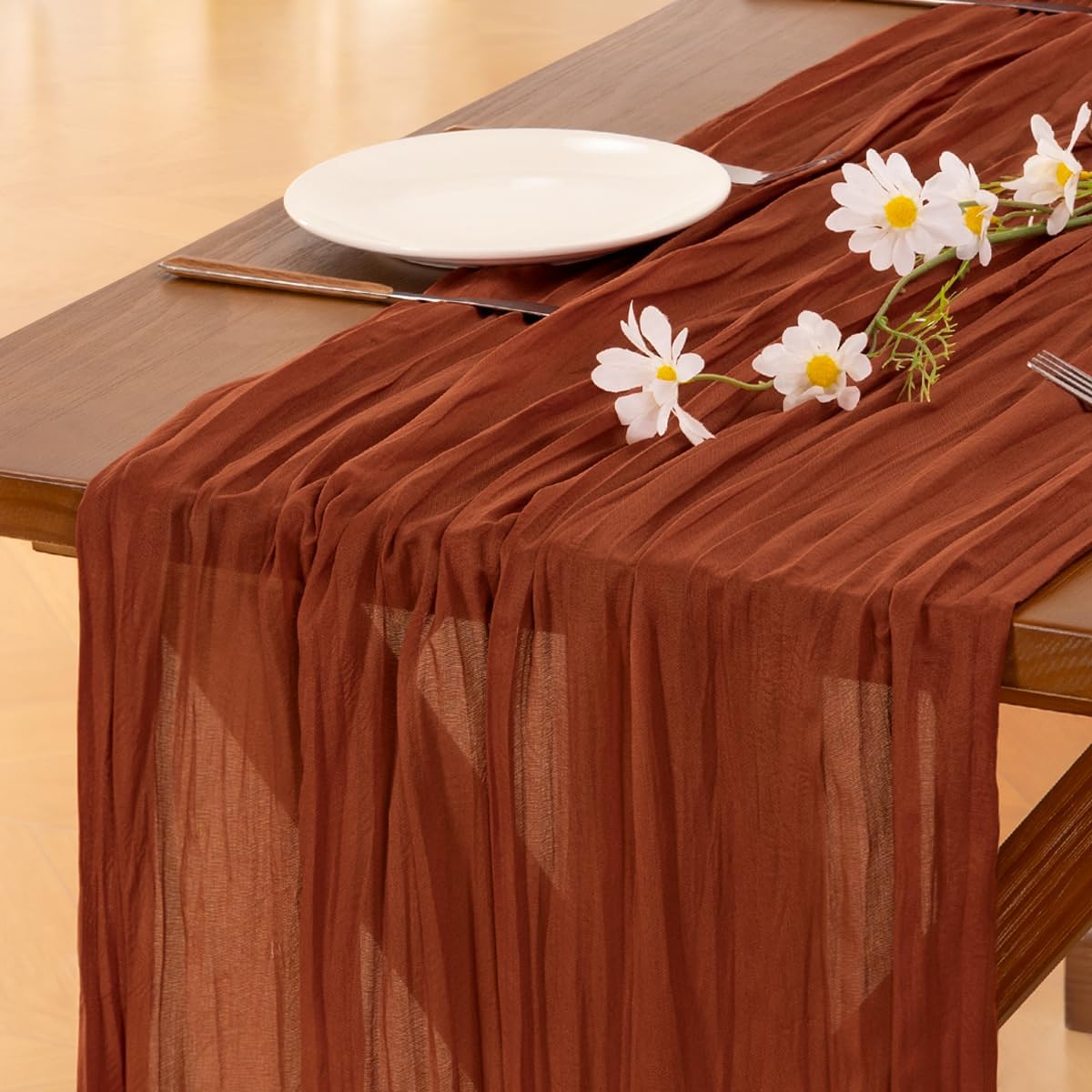 Socomi 15pcs Terracotta Cheesecloth Table Runner for Events