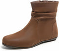 Wide Width Ankle Boots for Women - Black Brown Short Block Heel