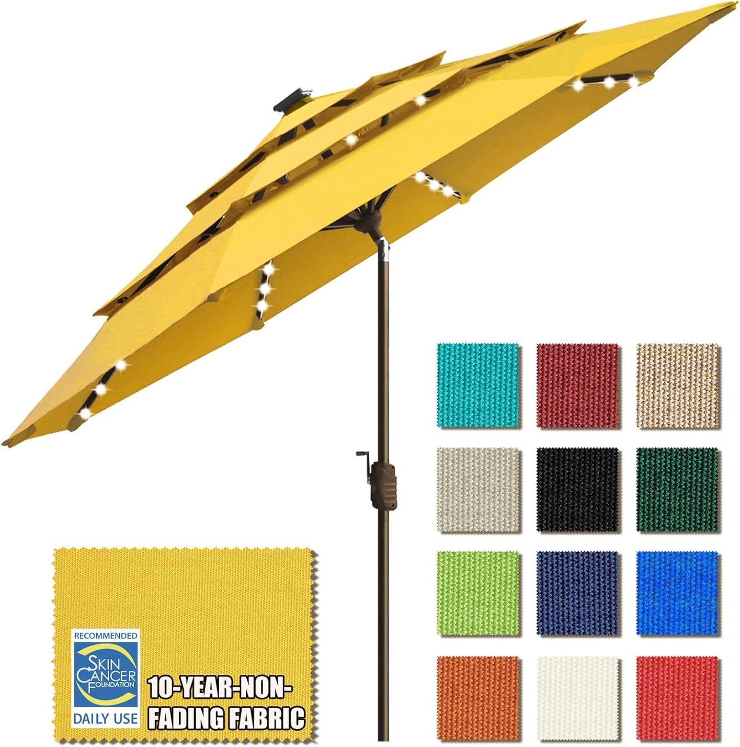 EliteShade 9ft Solar Market Umbrella with 80 LED Lights