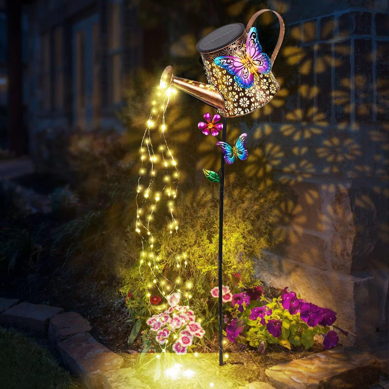 Solar Watering Can with Lights for Outdoor Garden Decor