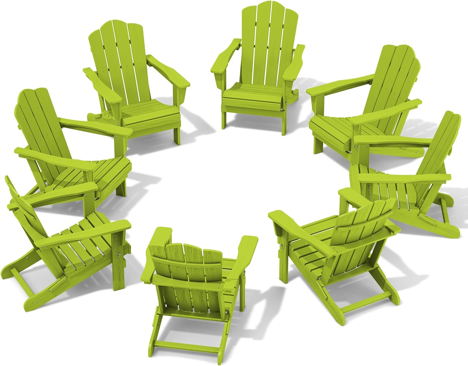 Folding Adirondack Chair Set of 8, HDPE All-Weather Chairs