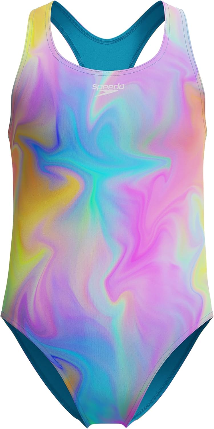 Speedo Girl's One Piece Closed Racerback Swimsuit for Comfort