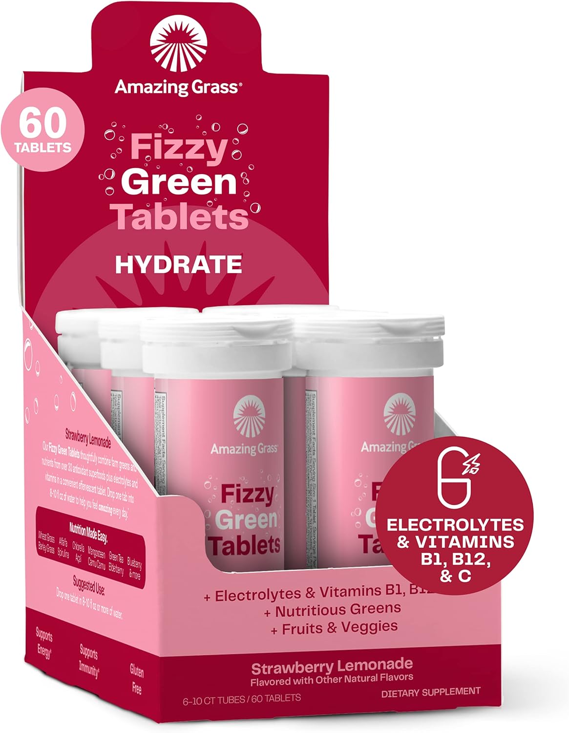 Electrolyte Tablets for Hydration and Nutrition in Strawberry Lemonade
