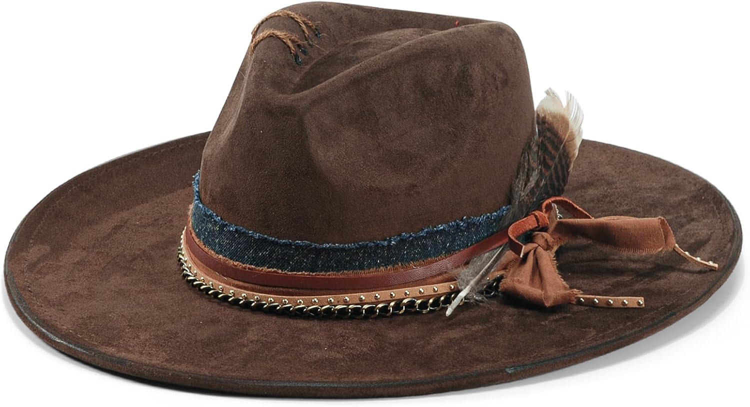 Wide Brim Fedora Hat for Men and Women - Handmade Felt Panama