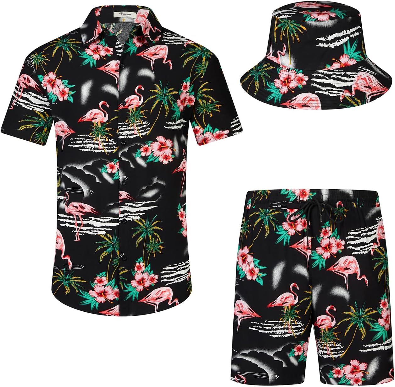 Men's Flower Hawaiian Sets Casual Short Sleeve Shirt and Shorts