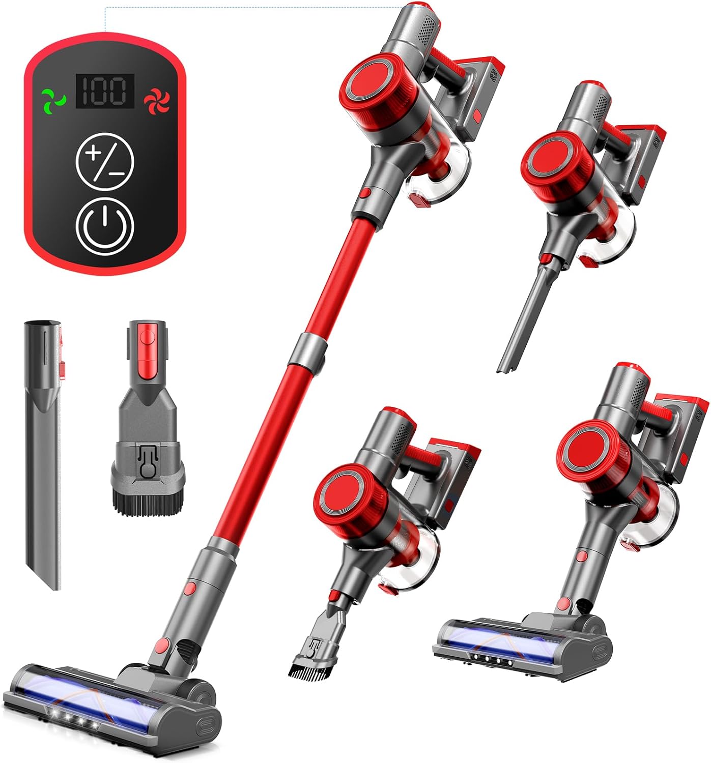 Powerful Cordless Vacuum - Rechargeable 35Kpa 6-in-1 Lightweight Stick Cleaner