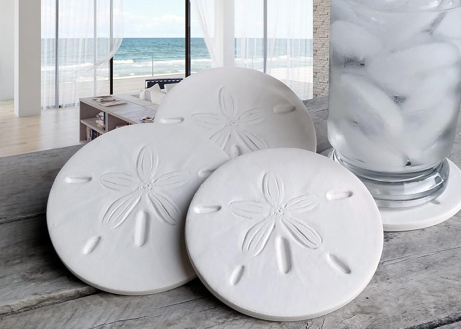 Sand Dollar Absorbent Drink Coasters - Perfect Beach Decor