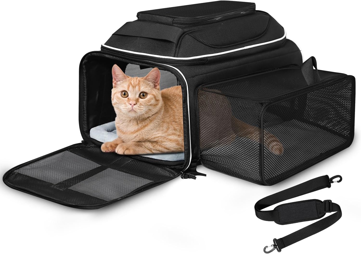 Soft-Sided Expandable Pet Carrier for Small Dogs and Cats 17x12x8.5in