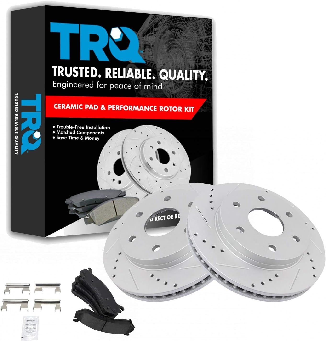 TRQ Front Brake Pad & Rotor Kit for Cadillac and Chevrolet Vehicles