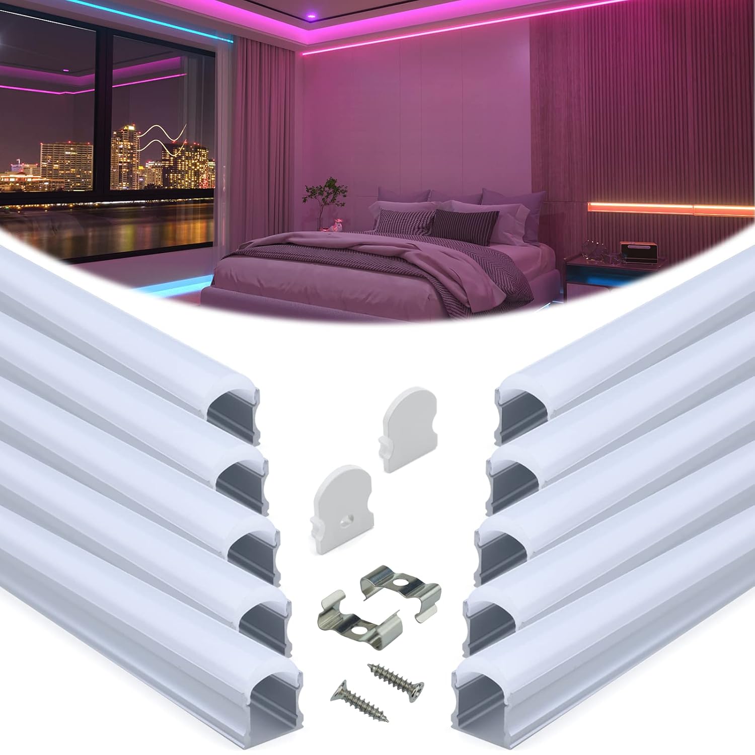 Muzata 10Pack 3.3FT LED Channel for Spotless Lighting Effects