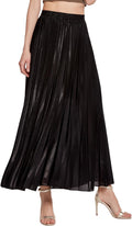 Metallic Shimmer Accordion Pleated Long Maxi Skirt - Elegant Party