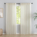 DONREN 92 in Linen Curtains Light Beige 2 Panels - Semi Sheer Privacy