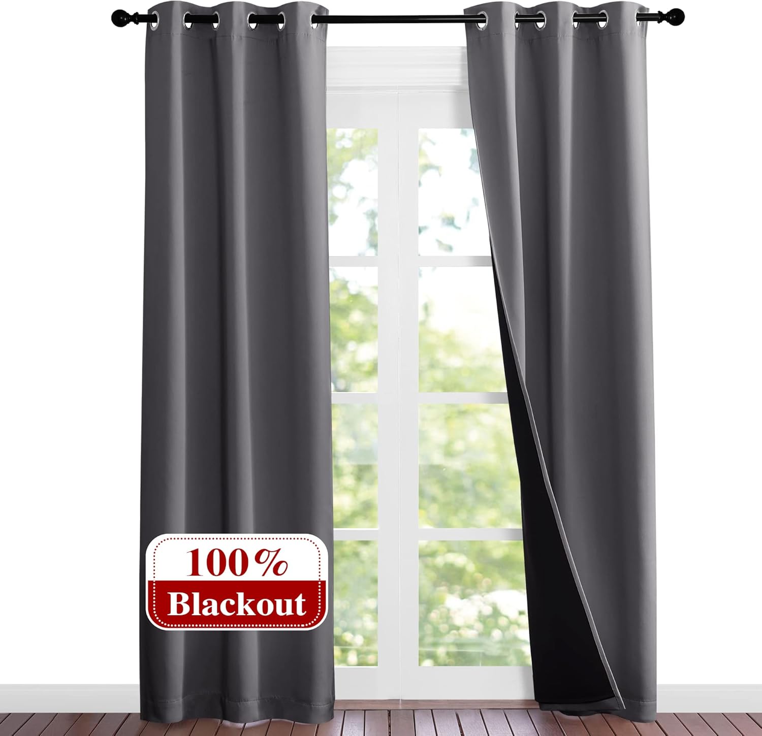 NICETOWN Grey Full Shade Curtain Panels for Energy Efficiency