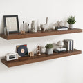 Floating Shelves for Wall Oak 71ft L Set of 2 - Invisible Brackets