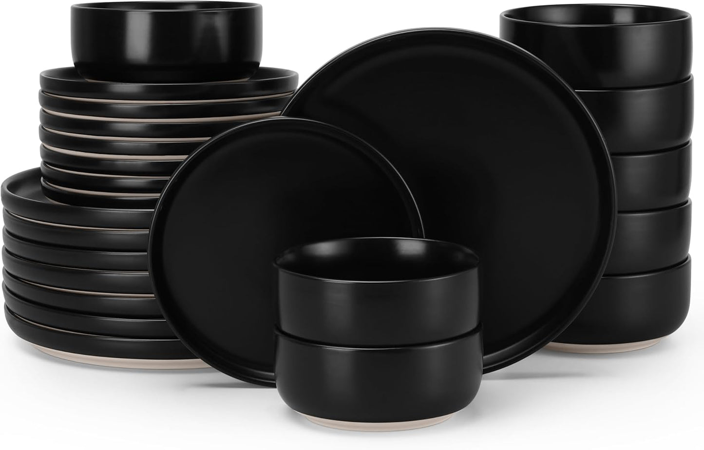 HaWare Stoneware Dinnerware Set for 8 - 24-Piece Plates & Bowls