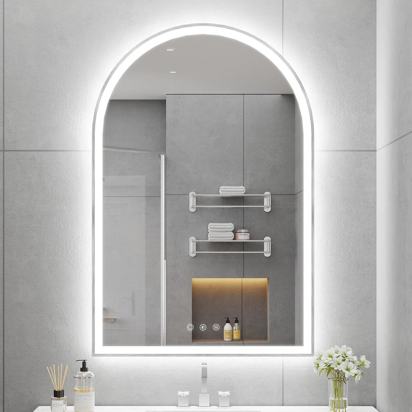 Arched LED Mirror for Bathroom - Dimmable & Fogless Design