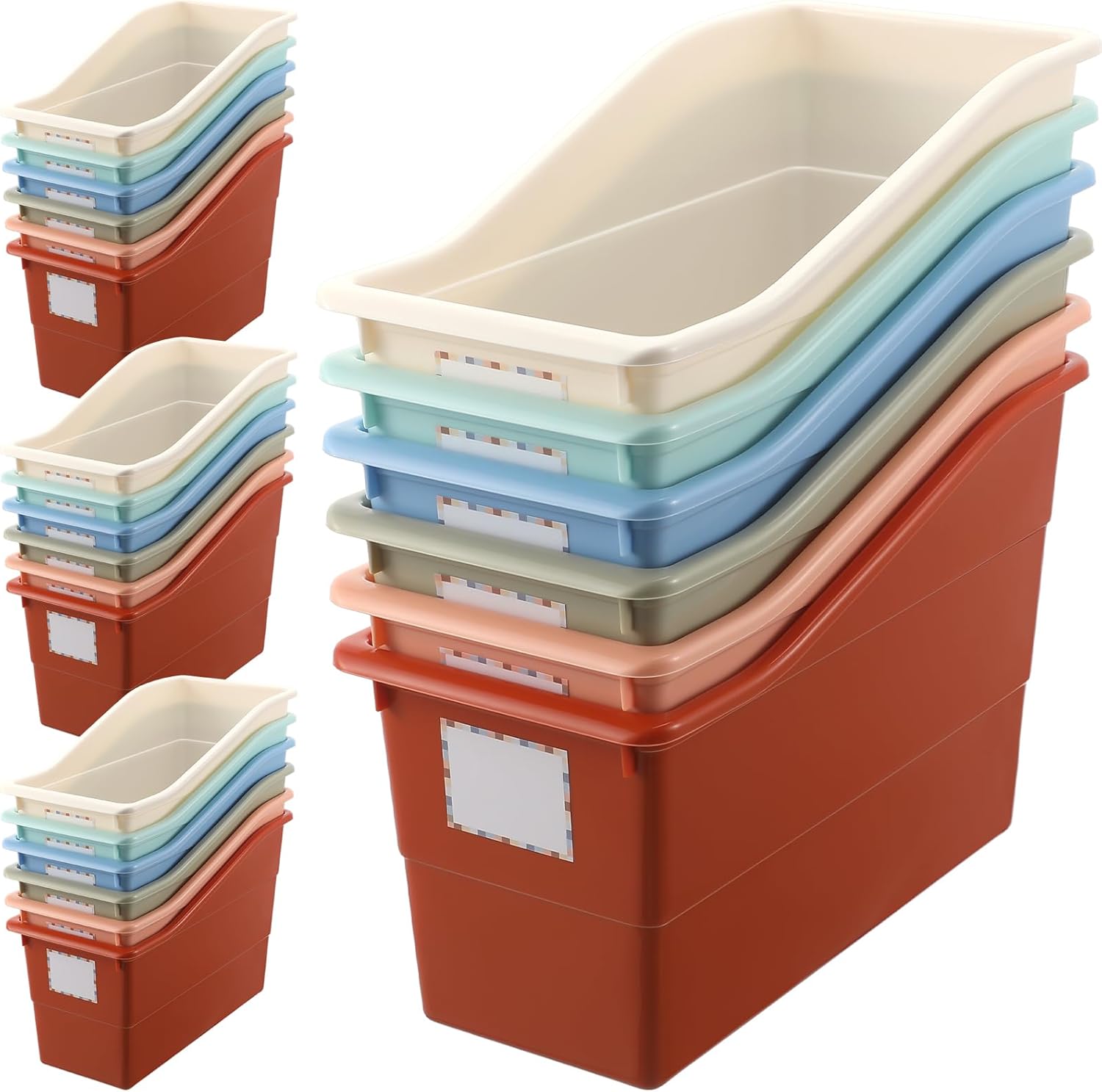 Suzile 24 Pcs Book Storage Bins for Office and Classroom Use
