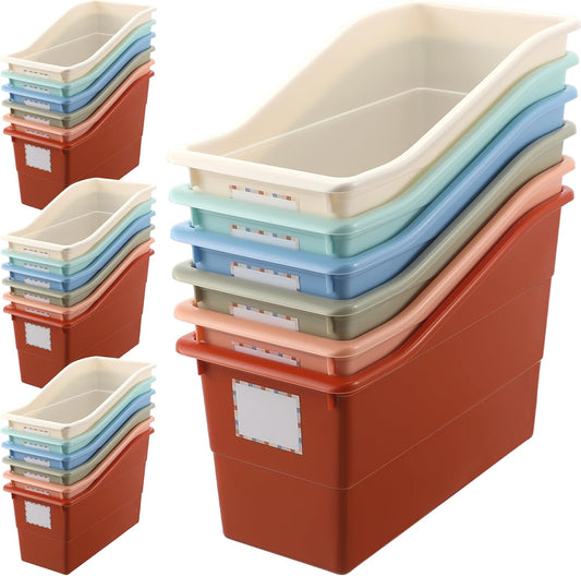 Suzile 24 Pcs Book Storage Bins for Office and Classroom Use