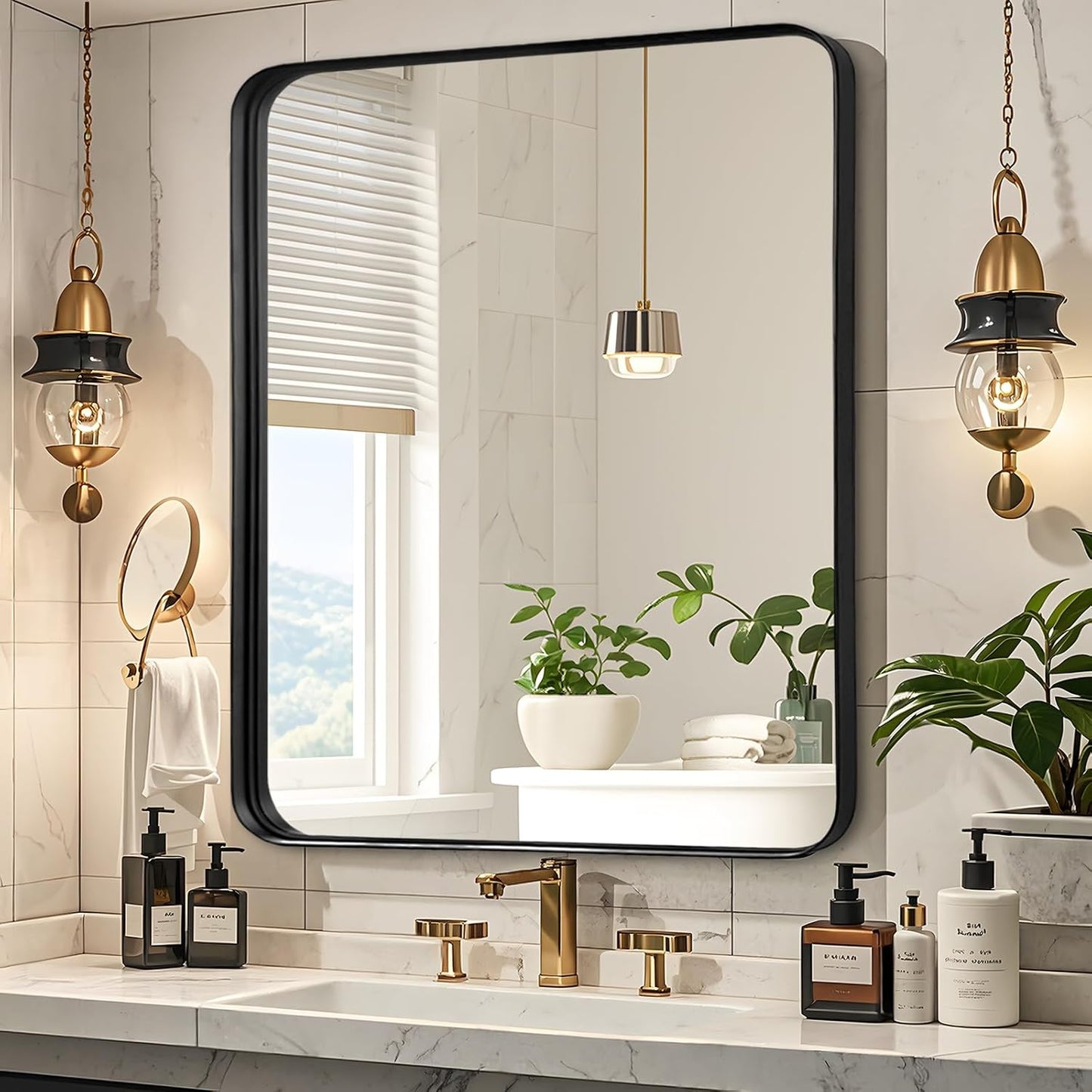Fabuday Bathroom Mirror Over Sink - 36x30 Inch Black Framed