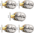 Probrico Brushed Nickel Bed/Bath Knobs Keyless Privacy 5 Pack