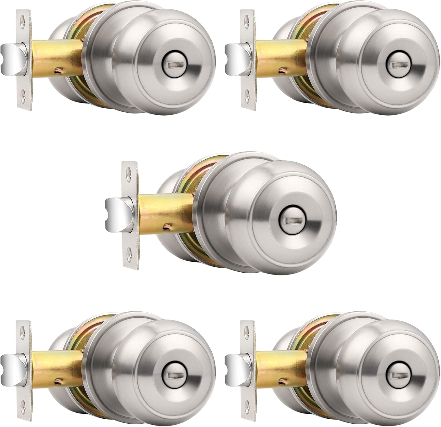 Probrico Brushed Nickel Bed/Bath Knobs for Interior Doors
