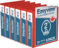 Easyview 2 in Round Ring Binders Pack of 6 - Red View Covers