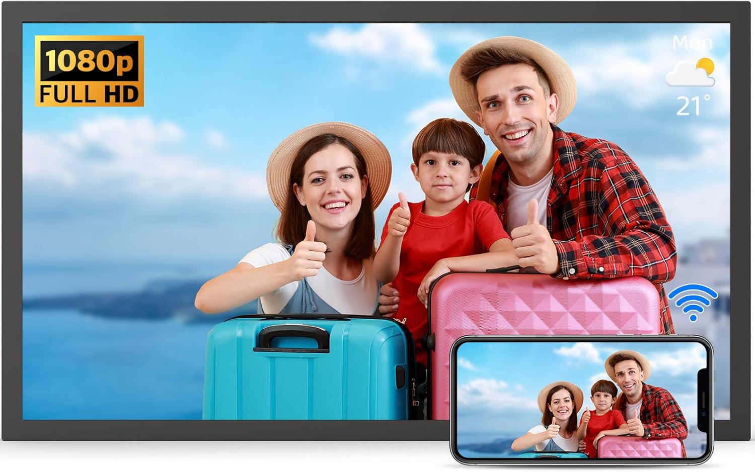 21.5 Inch Digital Picture Frame with WiFi and 32GB Storage