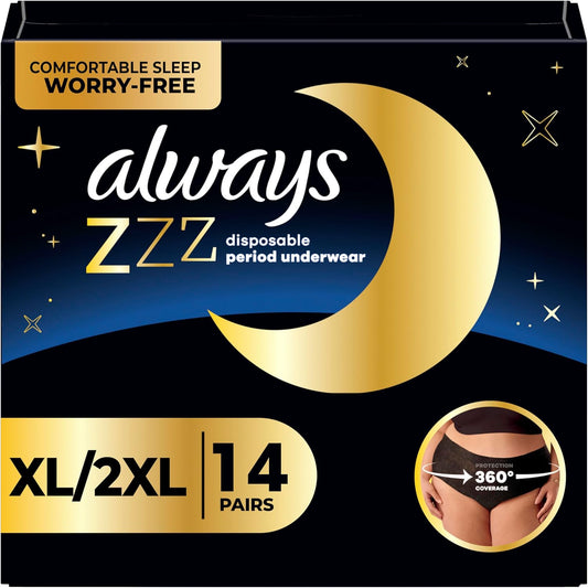 Always ZZZ XL-2XL Period Underwear: 360 Coverage for Night Peace 
