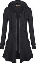 Womens Long Zip Hoodie Cardigan Tunic Jacket - Lightweight Layer