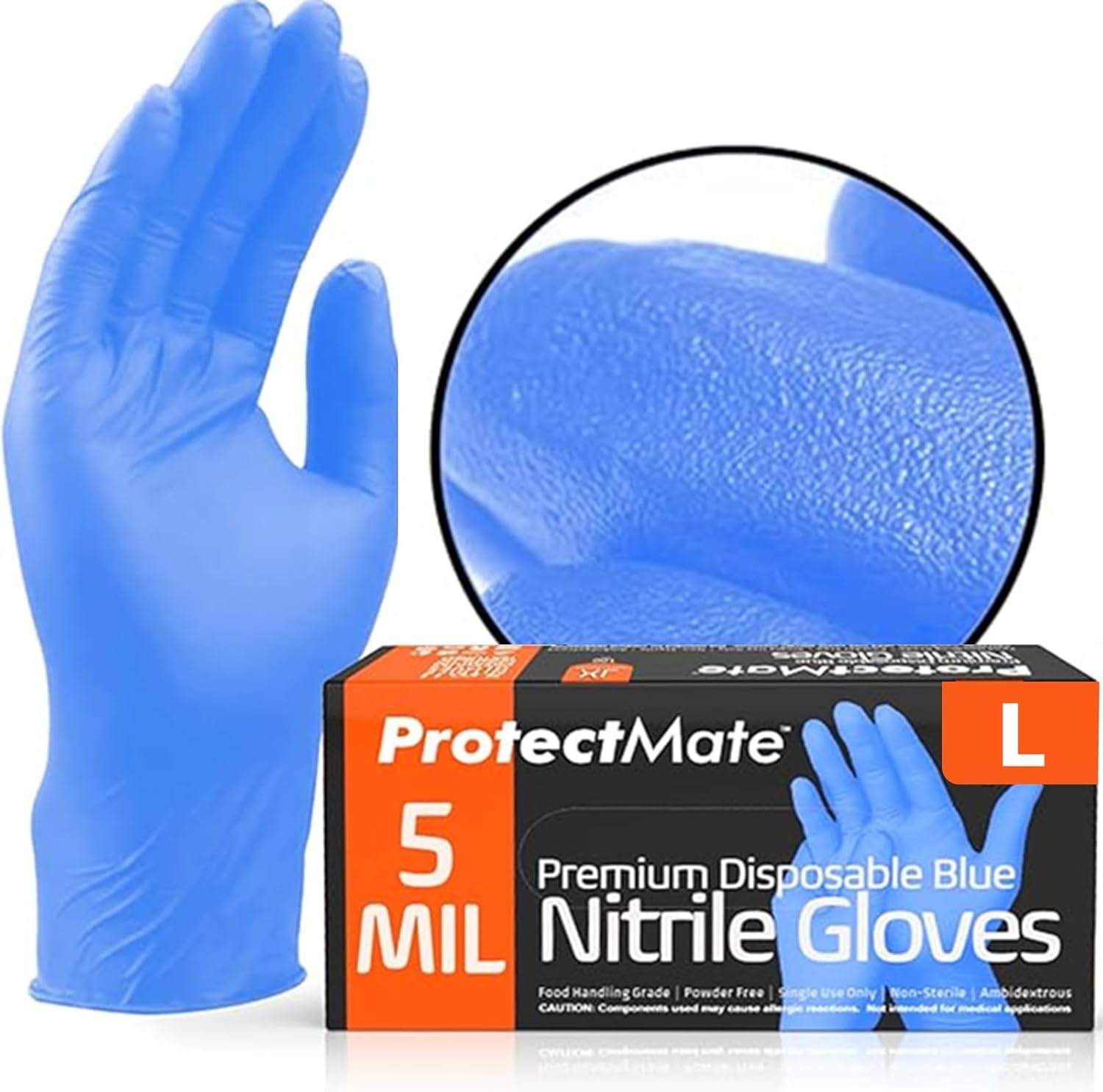 Protectmate Textured Nitrile Gloves - Latex Free, 5 Mil Thickness