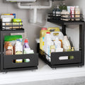 Under Sink Organizer 2-Tier Dual Pull Out Drawers - Smooth Glide