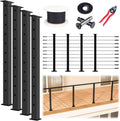 Muzata 15-20ft Modular 36in Black Cable Railing Kit - Complete Set