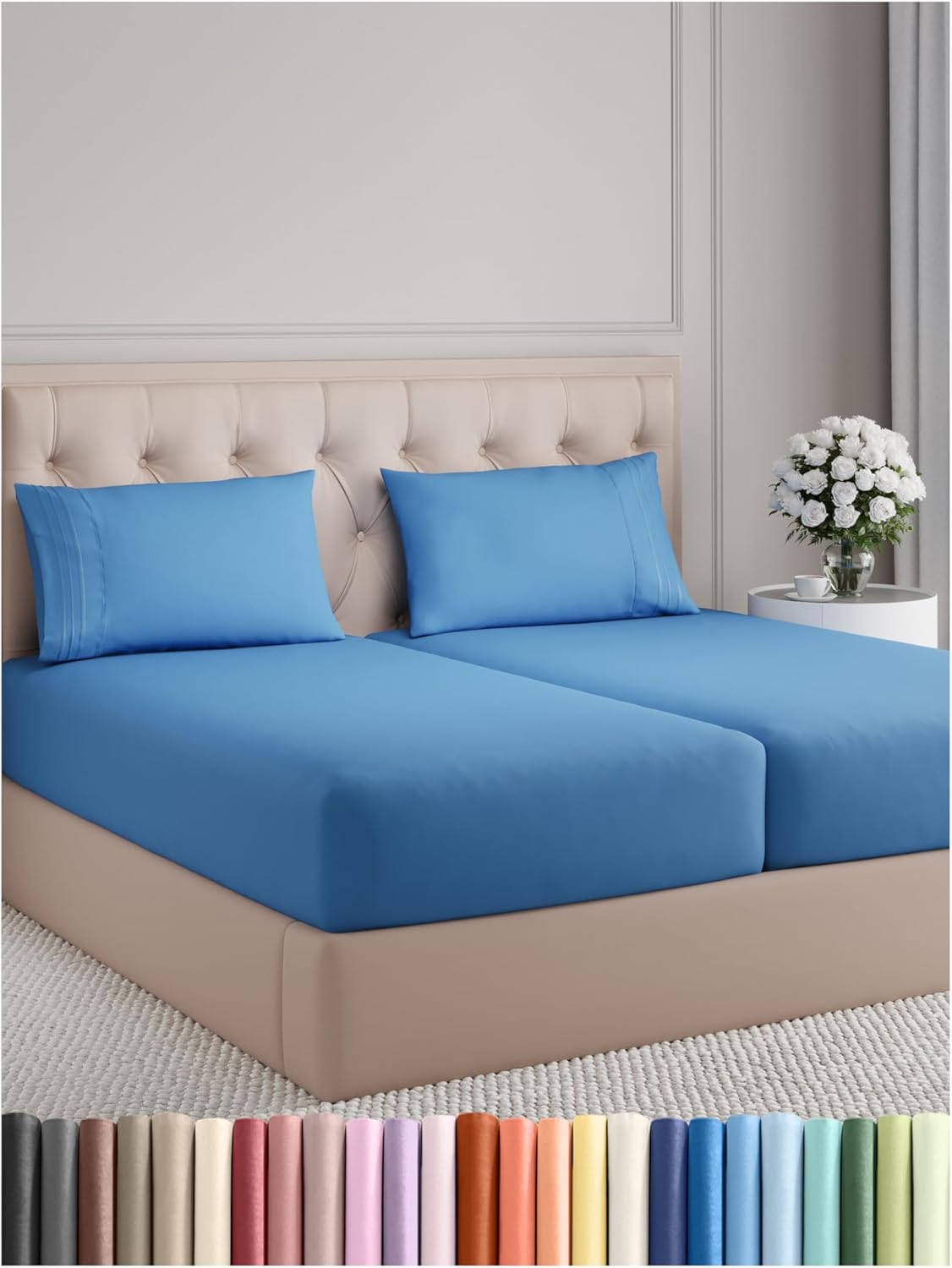 Split King Size 5 Piece Sheet Set - Luxury Cooling Bedding