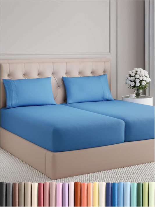 Split King Size 5 Piece Sheet Set - Luxury Cooling Bedding