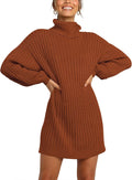 Women Oversized Sweater Dress Turtleneck Batwing - Cozy Fit